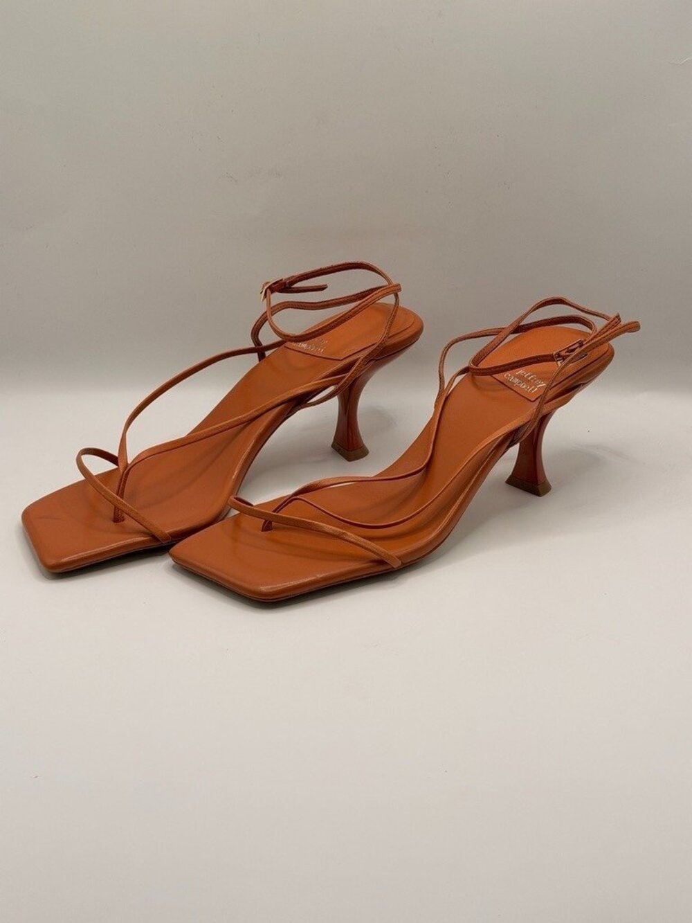 Jeffrey Campbell Women Fluxx Leather Burnt Orange Heel Sandal Sz 9.5